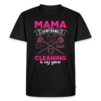 Maman est mon nom, le nettoyage est mon jeu - House Cleani - T-shirt Premium bio Homme - noir - Devant - Nico (187cm)