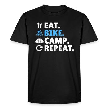 Manger. Vélo. Camp. Répéter. - Vélo de gravier Bikepacking - T-shirt Premium bio Homme - noir - Devant - Nico (187cm)