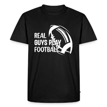 Real guys play Football - American Football Player - Men's Premium Organic T-Shirt - black - Front - Nico (187cm)