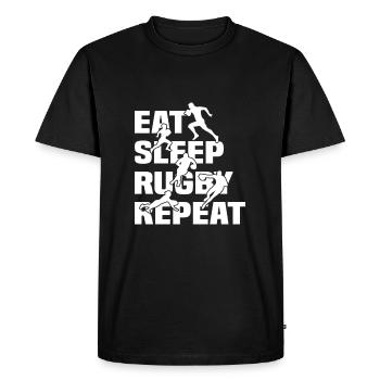 Eat Sleep Rugby Repeat - Jeu de Rugby Joueur de Rugby - T-shirt Premium bio Homme - noir - Devant - Nico (187cm)