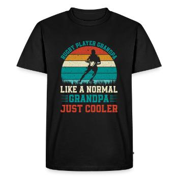 Rugby Player Grandpa like a normal Dad just cooler - Men's Premium Organic T-Shirt - black - Front - Nico (187cm)