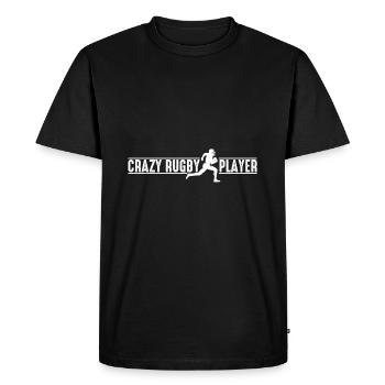 Jouer au jeu de rugby - Crazy Rugby Player - T-shirt Premium bio Homme - noir - Devant - Nico (187cm)