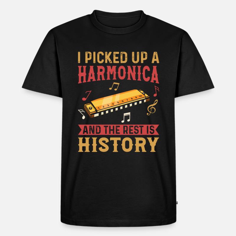 Harmonica Player - Harmonica Instrument Harmonica - Männer Premium Bio T-Shirt - Schwarz