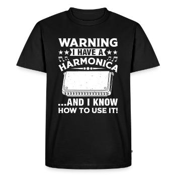 I Have A Harmonica And Know How To Use It - Harmon - Men's Premium Organic T-Shirt - black - Front - Nico (187cm)