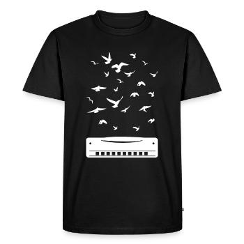 Playing Harmonica Player Harmonica Instrument - Men's Premium Organic T-Shirt - black - Front - Nico (187cm)
