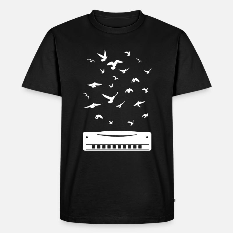 Playing Harmonica Player Harmonica Instrument - Männer Premium Bio T-Shirt - Schwarz