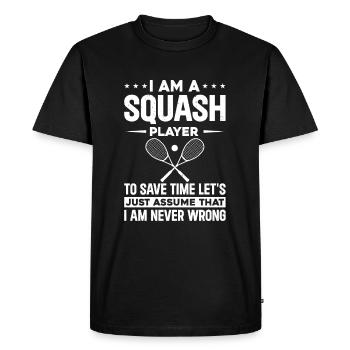 Citations drôles de squash - Je suis un joueur de squash - T-shirt Premium bio Homme - noir - Devant - Nico (187cm)