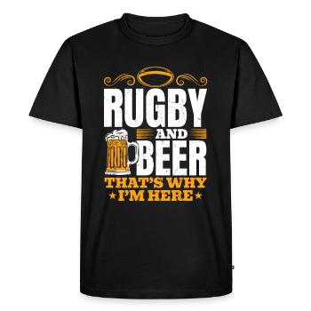 Rugby and beer that's why I'm here - Rugby Quote - Men's Premium Organic T-Shirt - black - Front - Nico (187cm)