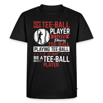 Je suis un joueur de tee-ball. J’adore jouer au tee-ball - T-shirt Premium bio Homme - noir - Devant - Nico (187cm)
