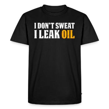 I don't sweat I leak oil - Funny Mechanic Quote - Men's Premium Organic T-Shirt - black - Front - Nico (187cm)