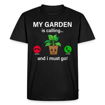 Mon jardin m’appelle et je dois y aller - Hobby Gardeni - T-shirt Premium bio Homme - noir - Devant - Nico (187cm)