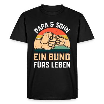 Idées pour la fête des pères - Papa et fils : un lien pour la vie - T-shirt Premium bio Homme - noir - Devant - Nico (187cm)