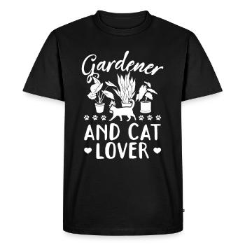 Jardinage Hobby Jardinier et amoureux des chats - T-shirt Premium bio Homme - noir - Devant - Nico (187cm)