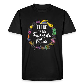 Je serai dans mon endroit préféré - Sewing Lover - T-shirt Premium bio Homme - noir - Devant - Nico (187cm)