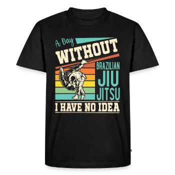 Une journée sans Jiu Jitsu Brésilien, je n’en ai aucune idée - T-shirt Premium bio Homme - noir - Devant - Nico (187cm)