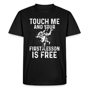 Jiu Jitsu drôle - Touche-moi et ta première leçon i - T-shirt Premium bio Homme - noir - Devant - Nico (187cm)