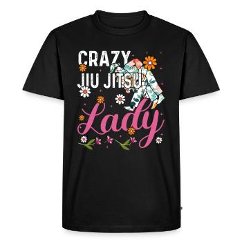 Fille de Jiu Jitsu Brésilien - Dame Folle de Jiu Jitsu - T-shirt Premium bio Homme - noir - Devant - Nico (187cm)