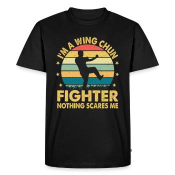 Je suis un combattant de Wing Chun, rien ne me fait peur - Wing C - T-shirt Premium bio Homme - noir - Devant - Nico (187cm)