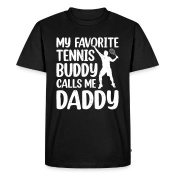 Mon copain de tennis préféré m’appelle Daddy Tennis Pla - T-shirt Premium bio Homme - noir - Devant - Nico (187cm)