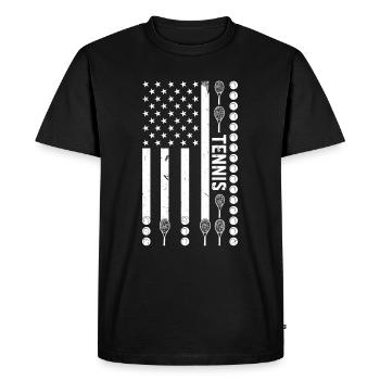 Joueur de tennis Tennis US flag Amateur de tennis - T-shirt Premium bio Homme - noir - Devant - Nico (187cm)