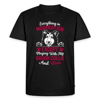 Tout avec modération, sauf jouer avec mon Ro - T-shirt Premium bio Homme - noir - Devant - Nico (187cm)