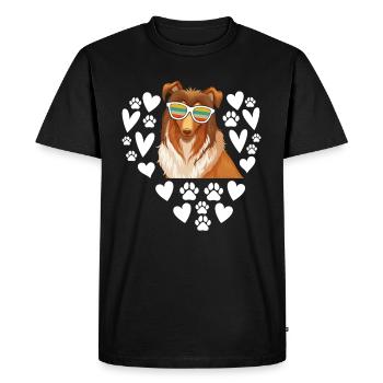 Rough Collie Heart Rough Collie Lover - Men's Premium Organic T-Shirt - black - Front - Nico (187cm)