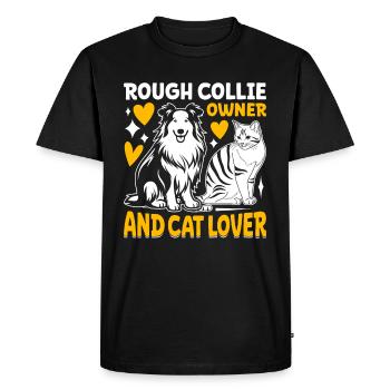 Propriétaire de Rough Collie et amoureux des chats - Rough Collie Ca - T-shirt Premium bio Homme - noir - Devant - Nico (187cm)