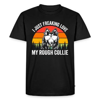 Rough Collie Lover - J’adore mon Rough - T-shirt Premium bio Homme - noir - Devant - Nico (187cm)