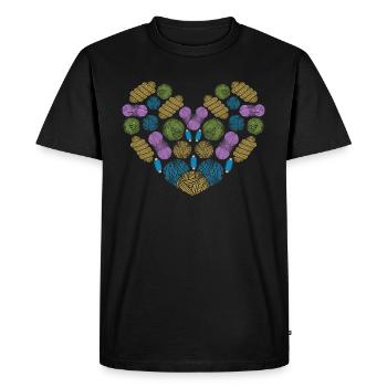 Crocheter Crochet Heart With Crochet Yarn Balls - Men's Premium Organic T-Shirt - black - Front - Nico (187cm)