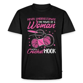 Ne sous-estimez jamais le pouvoir d’une femme avec un cr - T-shirt Premium bio Homme - noir - Devant - Nico (187cm)