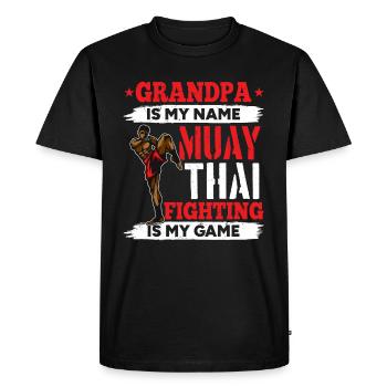 Muay Thai Grandpa est mon nom Muay Thai fighting is - T-shirt Premium bio Homme - noir - Devant - Nico (187cm)
