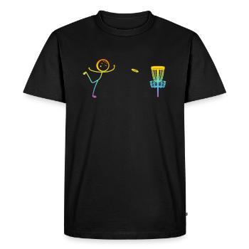 Disc Golfing Funny Disc Golf Stick Figure - Men's Premium Organic T-Shirt - black - Front - Nico (187cm)