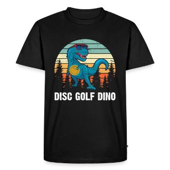 Disc golfing Dinosaure Disc Golfer - Disc Golf Dino - T-shirt Premium bio Homme - noir - Devant - Nico (187cm)