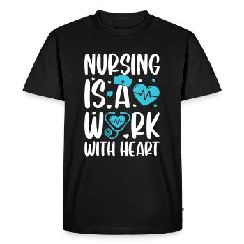 Les soins infirmiers sont un travail avec le cœur - Hospital Nurse Nurs - T-shirt Premium bio Homme - noir - Devant - Nico (187cm)
