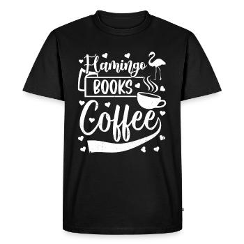 Flamingo Books Café - Pink Flamingo Lover - T-shirt Premium bio Homme - noir - Devant - Nico (187cm)