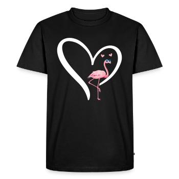 Flamingo Heart Flamingo Lover - Mignon Flamingo - T-shirt Premium bio Homme - noir - Devant - Nico (187cm)