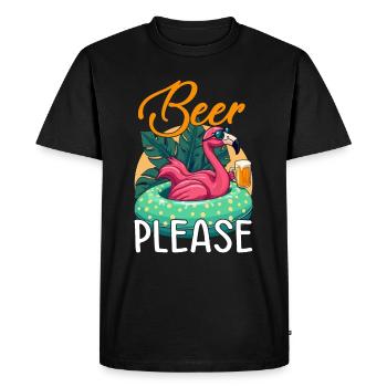Fête Flamingo Bière s’il vous plaît Drôle Flamingo Fête - T-shirt Premium bio Homme - noir - Devant - Nico (187cm)