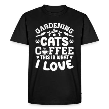 Jardinage chats café c’est ce que j’aime - - T-shirt Premium bio Homme - noir - Devant - Nico (187cm)