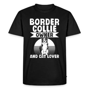 Propriétaire de Border Collie et amoureux des chats - Border Collie - T-shirt Premium bio Homme - noir - Devant - Nico (187cm)