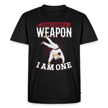 Je n’ai pas besoin d’une arme, j’en suis une - Judo drôle - T-shirt Premium bio Homme - noir - Devant - Nico (187cm)
