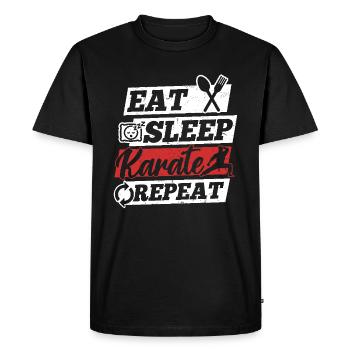 Karaté Fighter - Manger Dormir Karaté Répéter - T-shirt Premium bio Homme - noir - Devant - Nico (187cm)