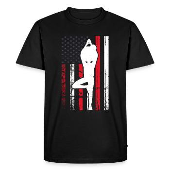 Yoga Méditation - Drapeau de l’Amérique avec pose de yoga - T-shirt Premium bio Homme - noir - Devant - Nico (187cm)