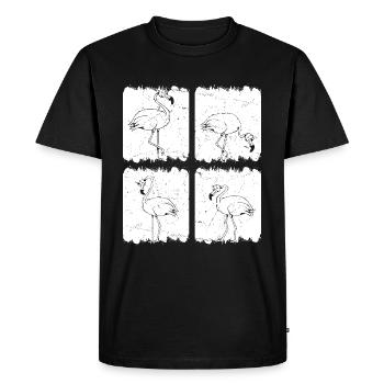 Retro Flamingo - Oiseau flamant rose - T-shirt Premium bio Homme - noir - Devant - Nico (187cm)