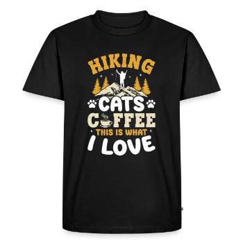 Hiking Cats Coffee This Is What I Love - Mountain - Men's Premium Organic T-Shirt - black - Front - Nico (187cm)