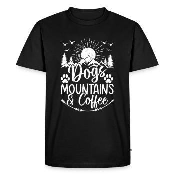 Dogs, Mountains & Coffee - Mountain Hiking Lover - Men's Premium Organic T-Shirt - black - Front - Nico (187cm)