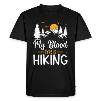 Adventure Hiking Lover - My blood type is Hiking - Men's Premium Organic T-Shirt - black - Front - Nico (187cm)