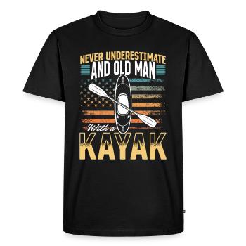 Never Underestimate An Old Man With a Kayak - Men's Premium Organic T-Shirt - black - Front - Nico (187cm)