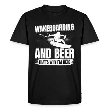 Le wakeboard et la bière, c’est pourquoi je suis ici - - T-shirt Premium bio Homme - noir - Devant - Nico (187cm)