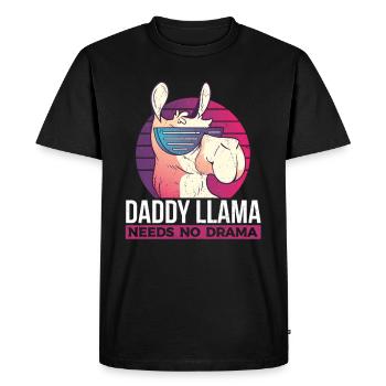 Daddy Llama Needs No Drama - Funny Llama Dad - Men's Premium Organic T-Shirt - black - Front - Nico (187cm)