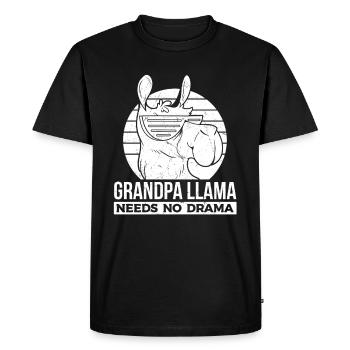 Grand-père lama n’a pas besoin de drame - Llama Grand-père - T-shirt Premium bio Homme - noir - Devant - Nico (187cm)